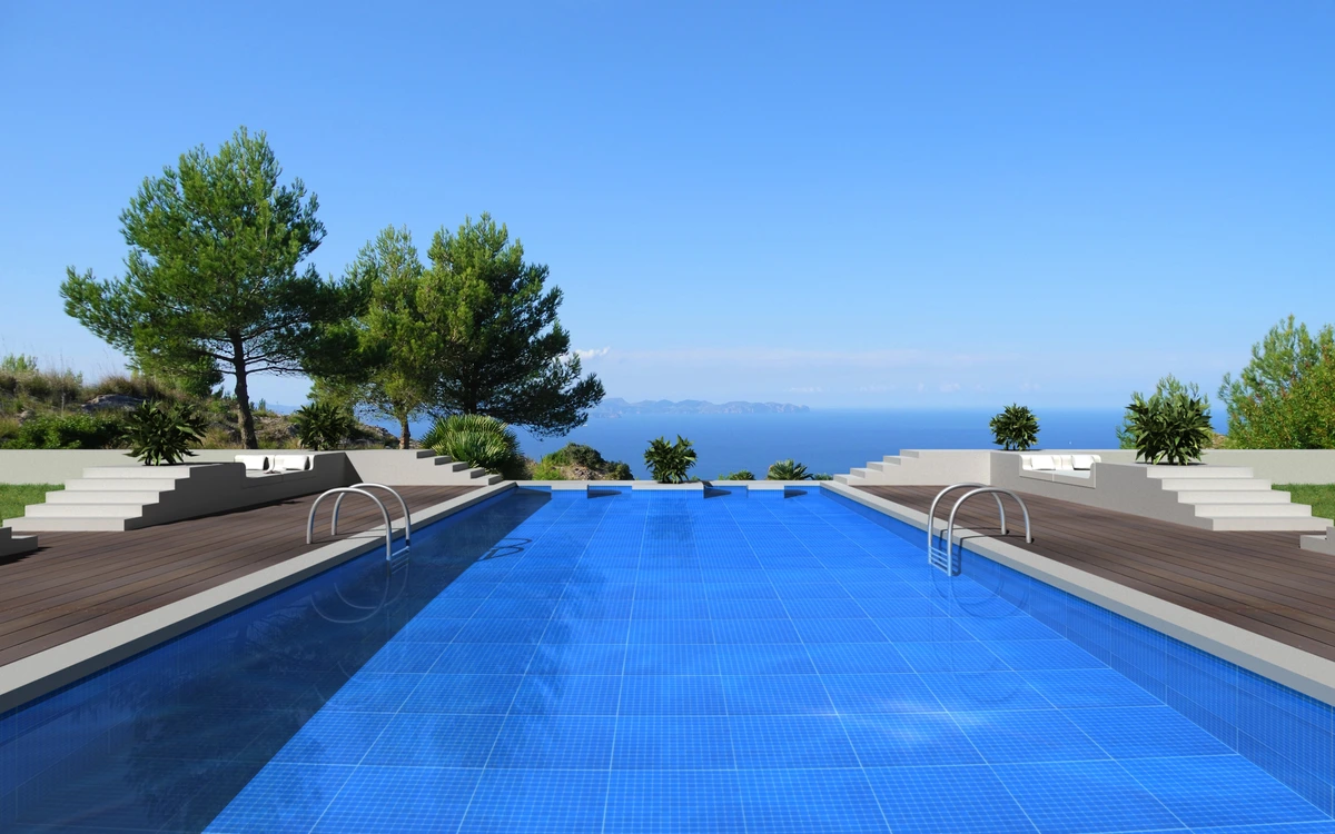 Akdeniz manzarali villa terasi